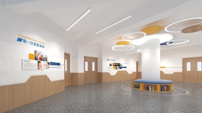 现代校园教室走廊3D模型下载